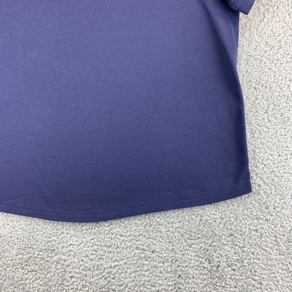 Women's Norm Thompson Prima Plus Size 1X Blouse Top Cotton Blue Short Sleeve - Picture 4 of 11